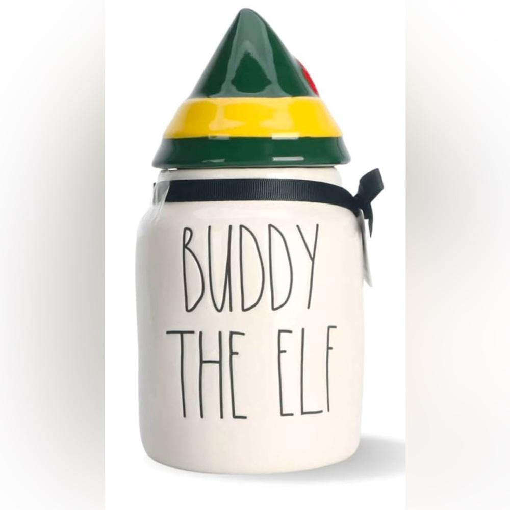 Rae Dunn BUDDY THE ELF Cookie Jar with Elf Hat Topper
